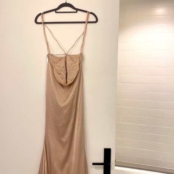 Moda Glam Serena Draped Neck Gown - Champagne - Picture 6 of 8